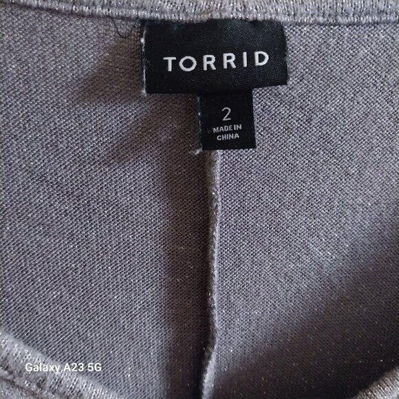 Torrid Womens Metallic Gray V-Neck High-Low Top Size 2 Shimmery Glitter Classic - Picture 3 of 8